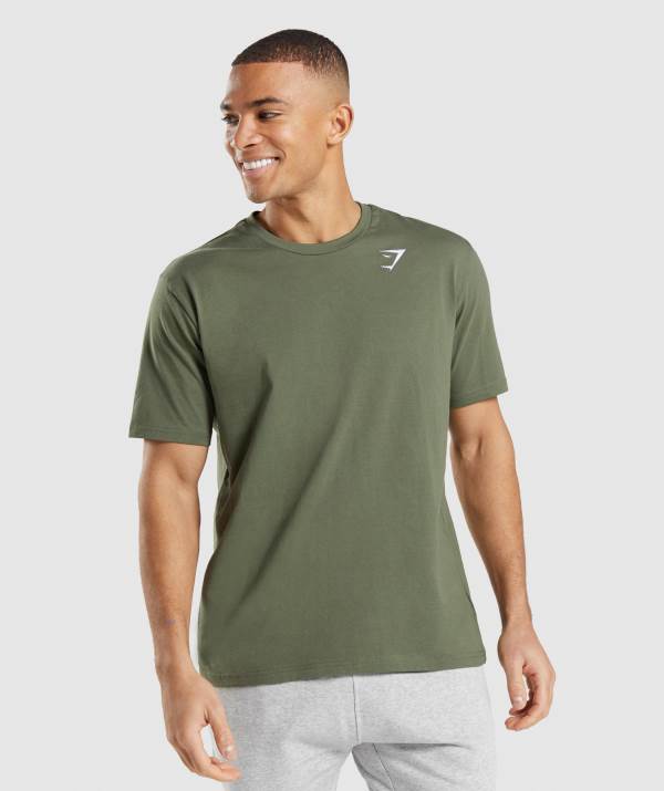 Panske Tricka Gymshark Crest Olivovo Zelená | BF5642391